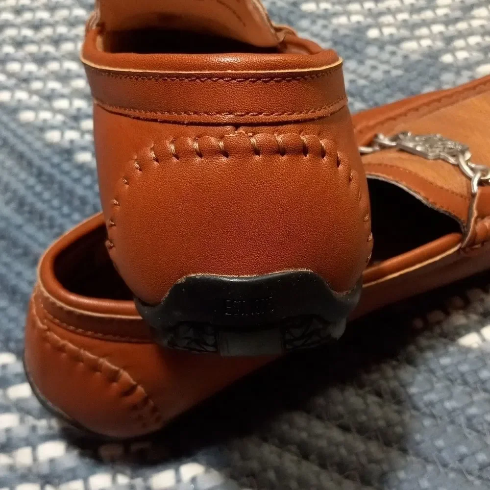 Stacy Adams CYGNET MOC TOE BIT Tan leather mens 10 dress shoe loafer hand stitch - Picture 10 of 16